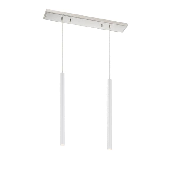 Z-Lite Forest 2 Light Island/Billiard, Brushed Nickel & Matte White 917MP24-WH-LED-2LBN - main